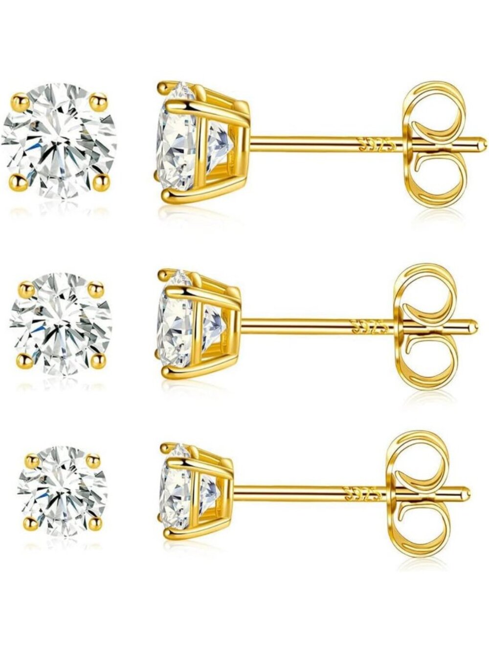 Elegant S925 Sterling Silver Moissanite Stud Earrings Set - 4 Prong Round Gems